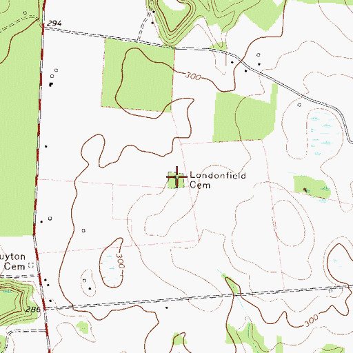 Topographic Map of Londonfield Cemetery, GA