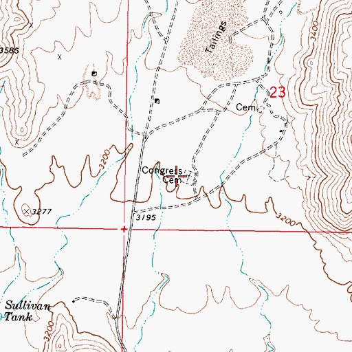 Topographic Map of Congress Cemetery, AZ