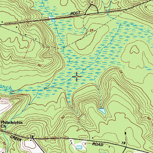 Topographic Map of Long Branch, GA
