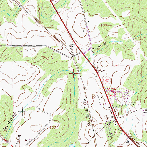 Topographic Map of Long Branch, GA