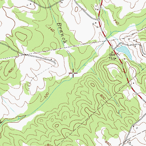 Topographic Map of Long Branch, GA