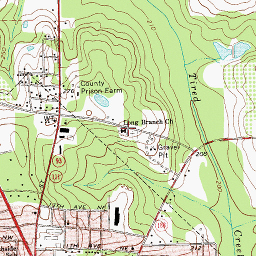 Topographic Map of Long Branch Church, GA