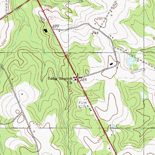 Topographic Map of Long Branch Church, GA