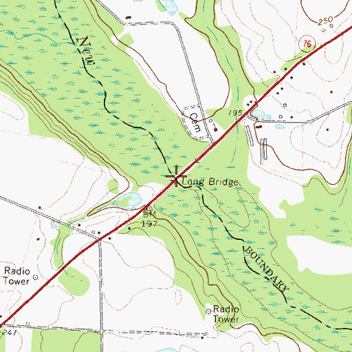 Topographic Map of Long Bridge, GA