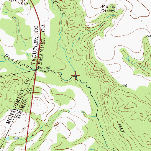 Topographic Map of Long Creek, GA
