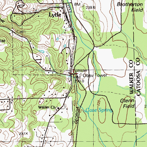 Topographic Map of Long Hollow, GA