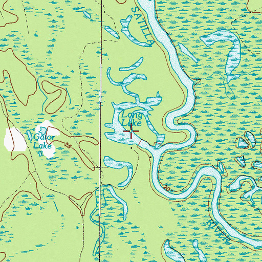 Topographic Map of Long Lake, GA