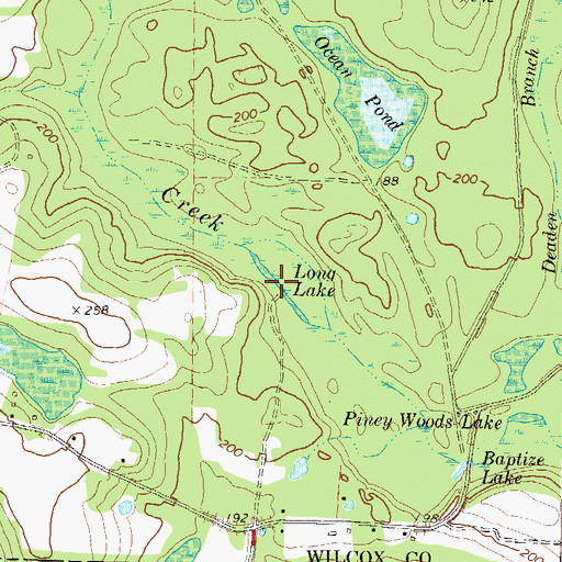 Topographic Map of Long Lake, GA