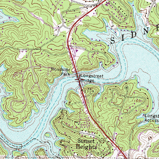 Topographic Map of Longstreet Bridge, GA