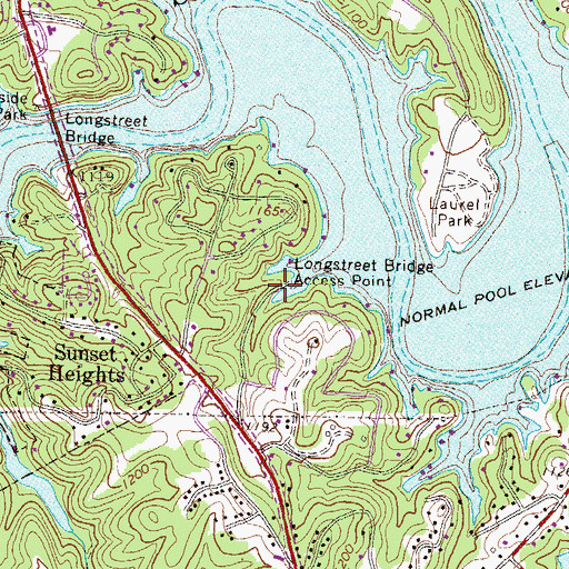 Topographic Map of Longstreet Bridge Access Point, GA