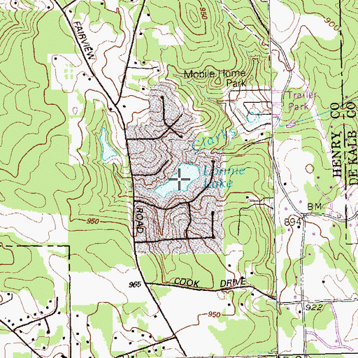 Topographic Map of Lonnie Lake, GA