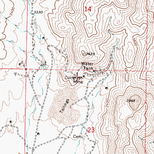 Topographic Map of Congress Mine, AZ