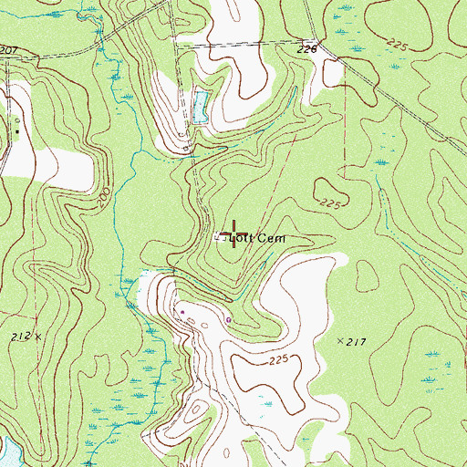 Topographic Map of Lott Cemetery, GA