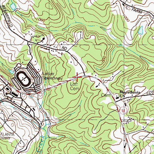 Topographic Map of Lott Cemetery, GA