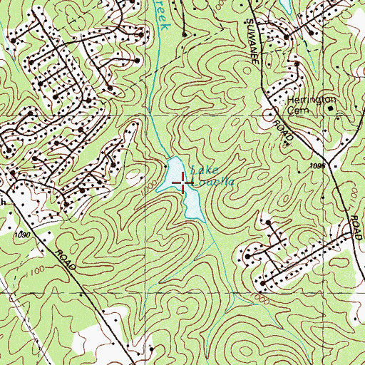 Topographic Map of Lake Louella, GA