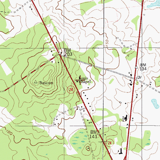 Topographic Map of Louis Chapel, GA