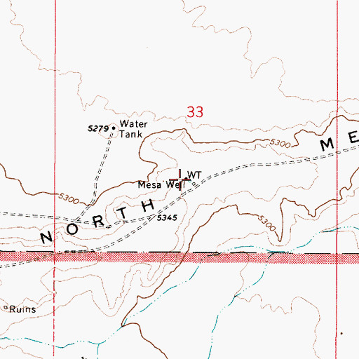 Topographic Map of Mesa Well, AZ