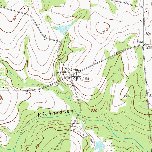 Topographic Map of Louis Church, GA
