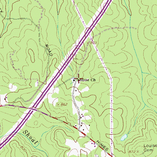 Topographic Map of Louise Church, GA