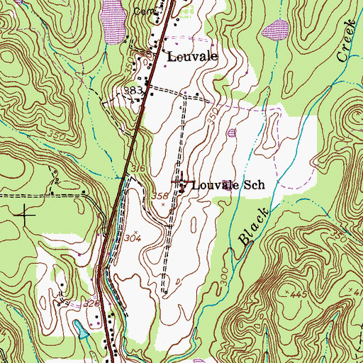 Topographic Map of Louvale School, GA