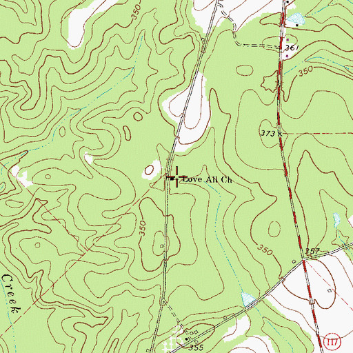 Topographic Map of Love All Church, GA