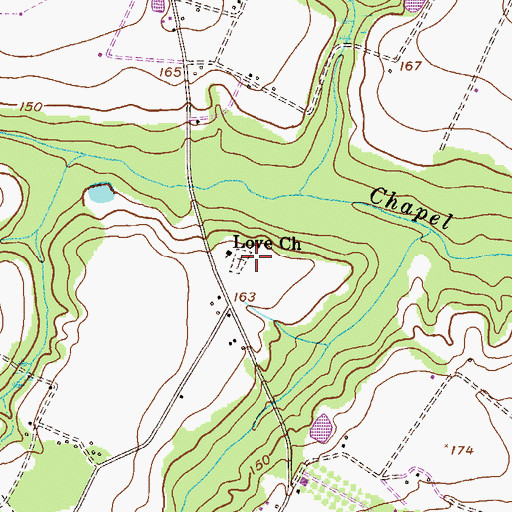 Topographic Map of Love Church, GA
