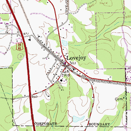 Topographic Map of Lovejoy, GA