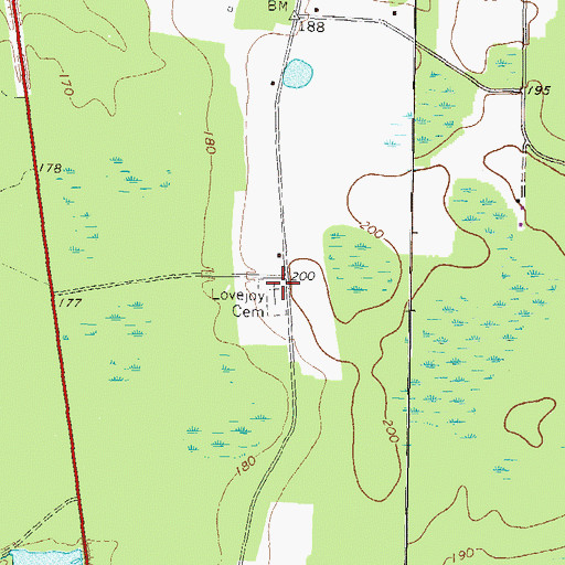 Topographic Map of Lovejoy Cemetery, GA