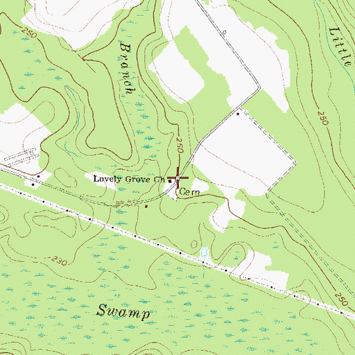 Topographic Map of Lovely Grove Church, GA