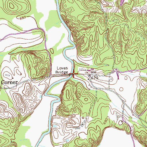 Topographic Map of Loves Bridge, GA