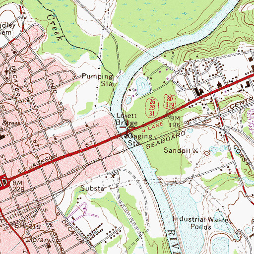 Topographic Map of Lovett Bridge, GA