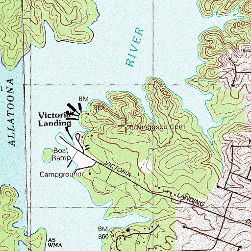 Topographic Map of Lovingood Cemetery, GA