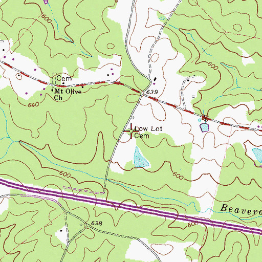 Topographic Map of Low Lot Cemetery, GA