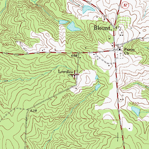 Topographic Map of Lowdice Church, GA