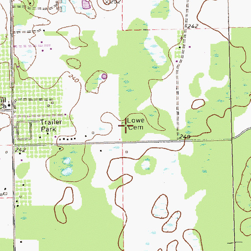 Topographic Map of Lowe Cemetery, GA