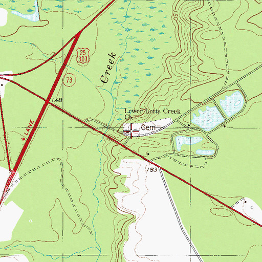 Topographic Map of Lower Lotts Creek Church, GA