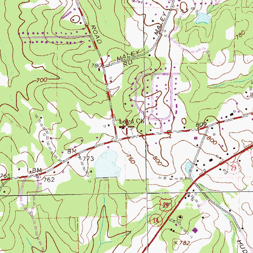 Topographic Map of Loyd Church, GA