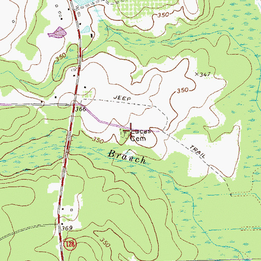 Topographic Map of Lucas Cemetery, GA