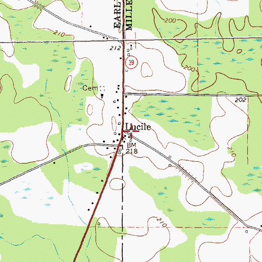 Topographic Map of Lucile, GA