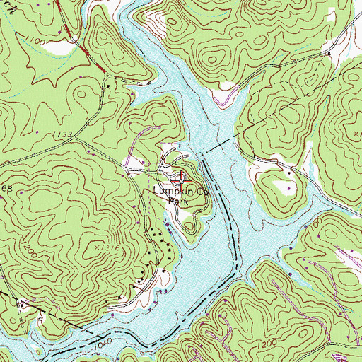 Topographic Map of Lumpkin Company Park, GA