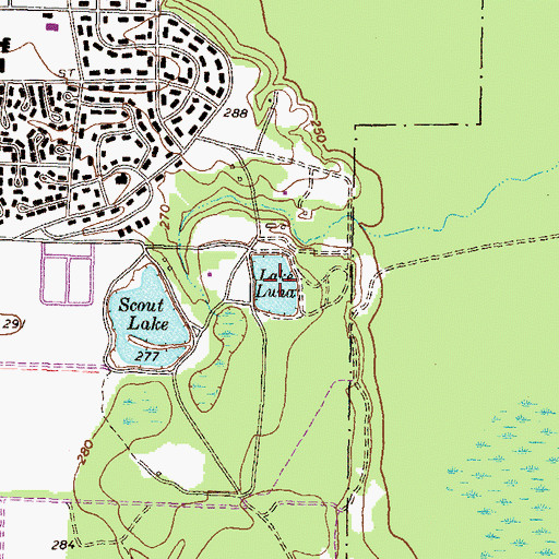 Topographic Map of Lake Luna, GA