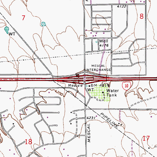 Topographic Map of Mescal Interchange, AZ