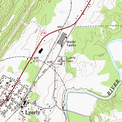 Topographic Map of Lyerly Cemetery, GA