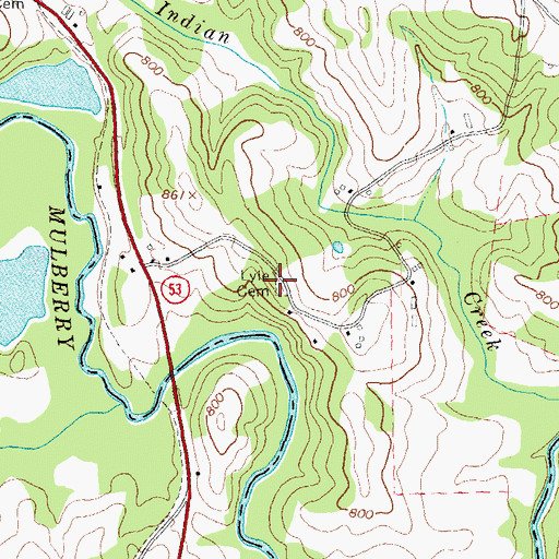 Topographic Map of Lyle Cemetery, GA