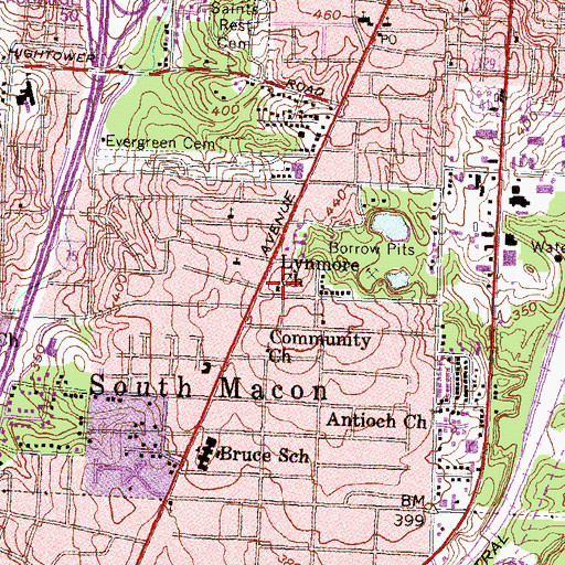 Topographic Map of Lynmore Church, GA