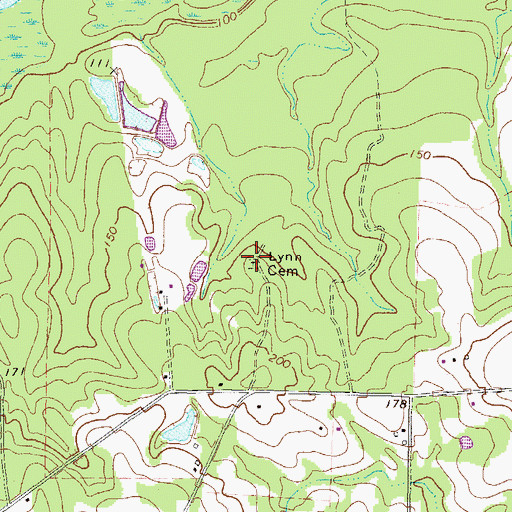 Topographic Map of Lynn Cemetery, GA