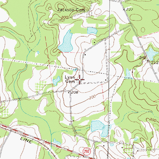 Topographic Map of Lynn Cemetery, GA