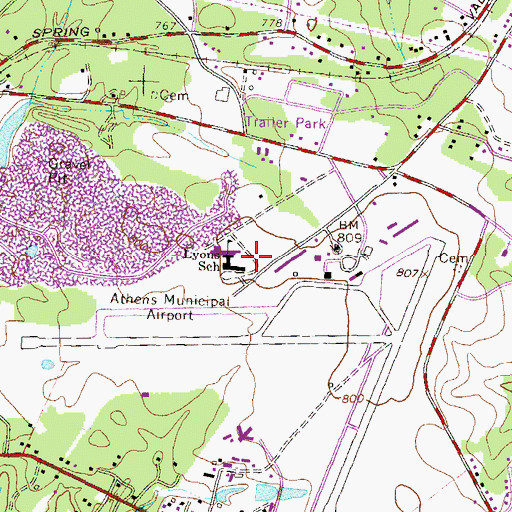 Topographic Map of Lyons Middle School, GA