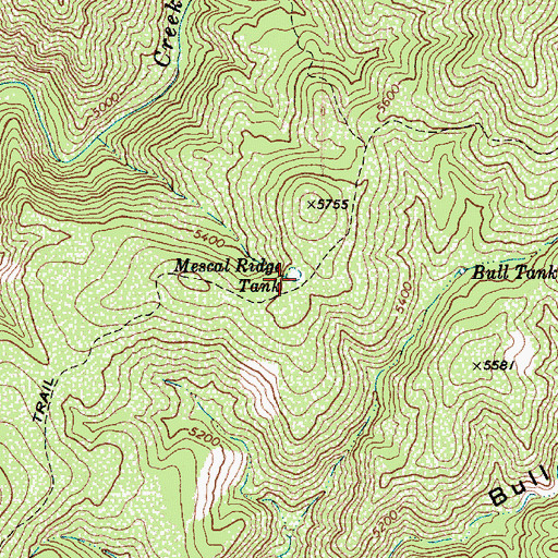 Topographic Map of Mescal Ridge Tank Number Two, AZ