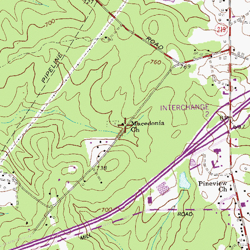 Topographic Map of Macedonia Church, GA